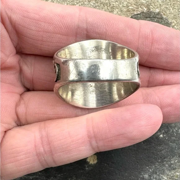 Signed M Navajo Native American Sterling Silver Red Spiny Oyster Mens Ring 12 - Picture 6 of 7